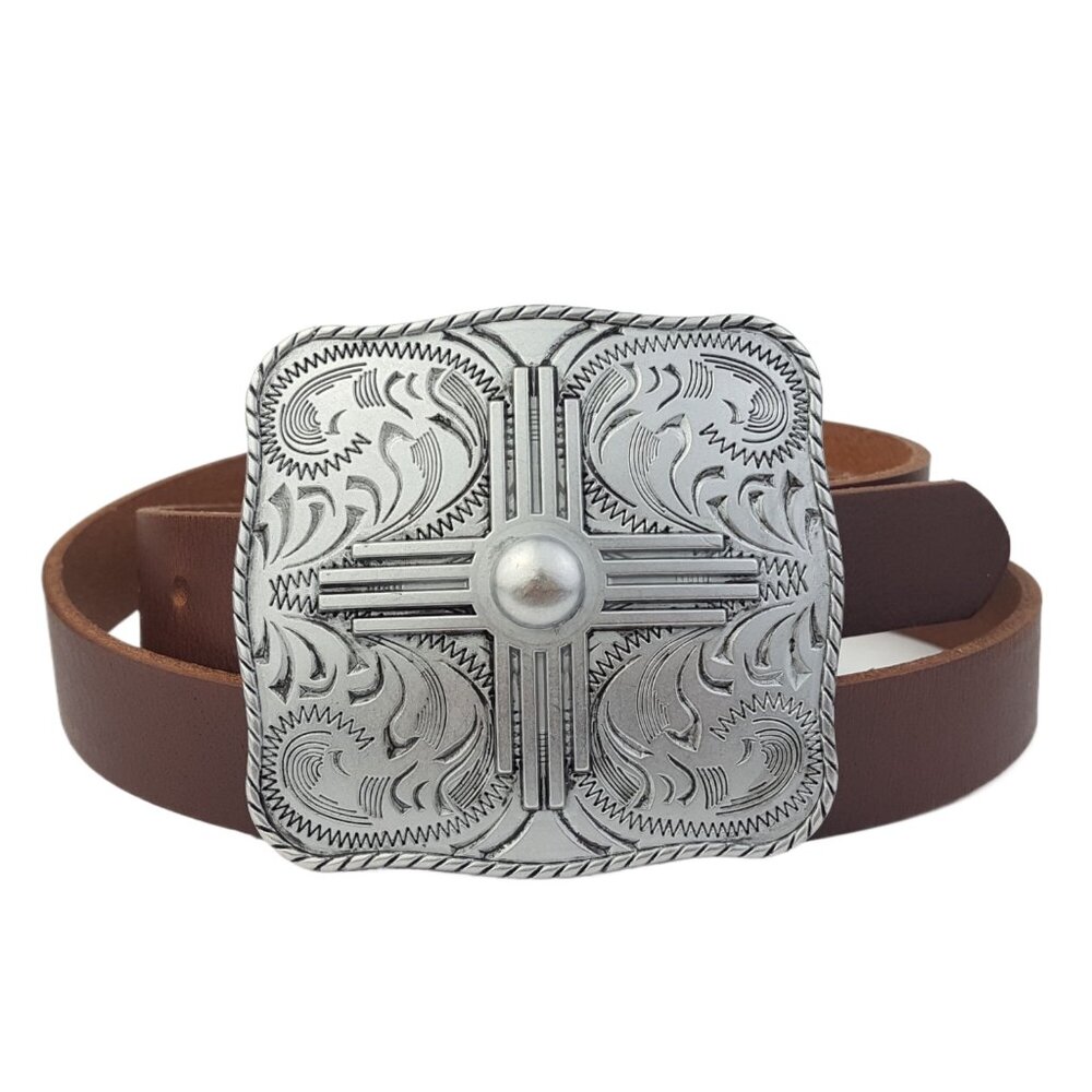 Genuine Leather w. Western Silver Buckle Belt